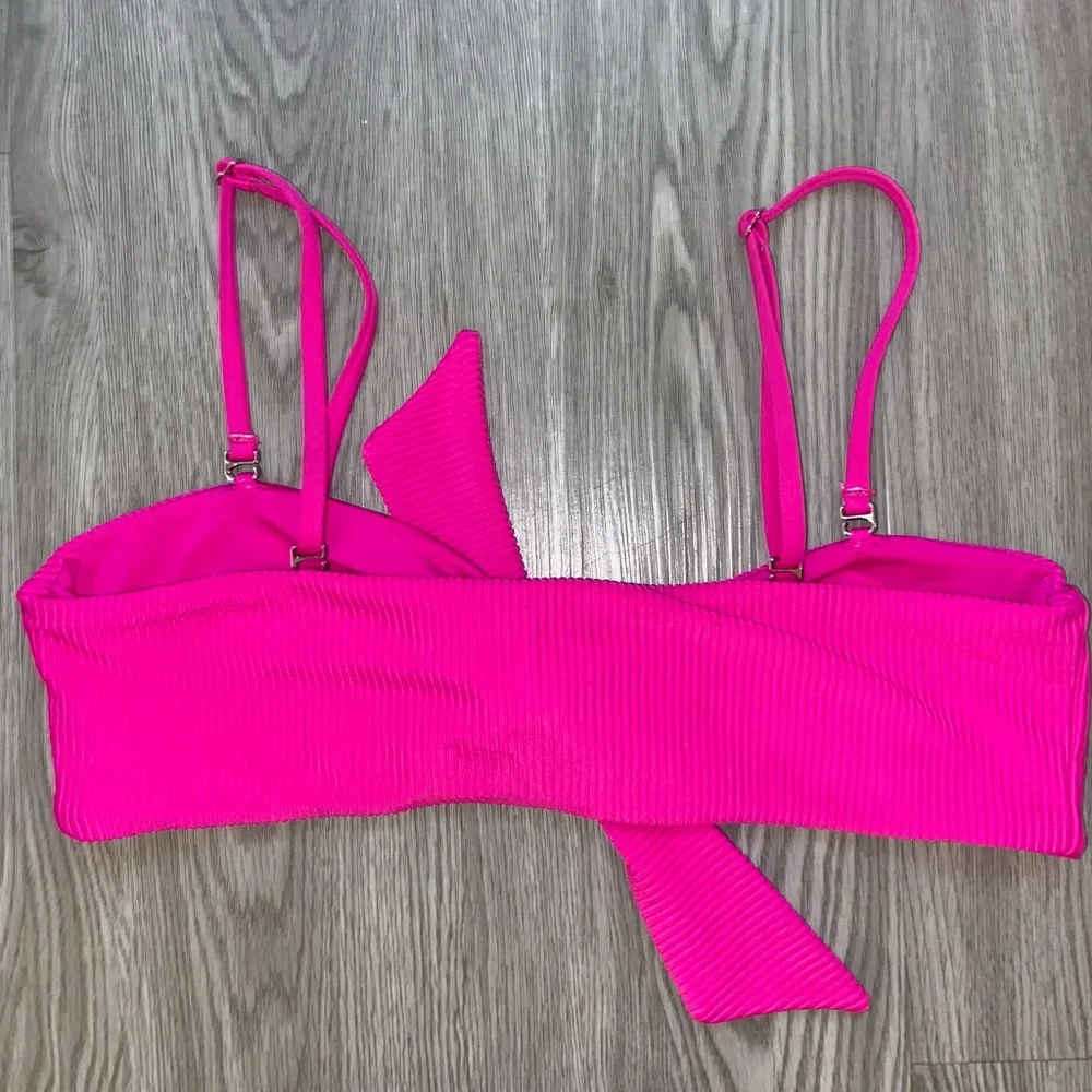 Frankie’s Bikini Dark Pink Top With Bow Size Medium